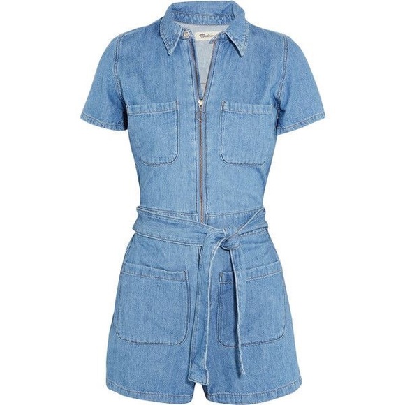 denim zip romper